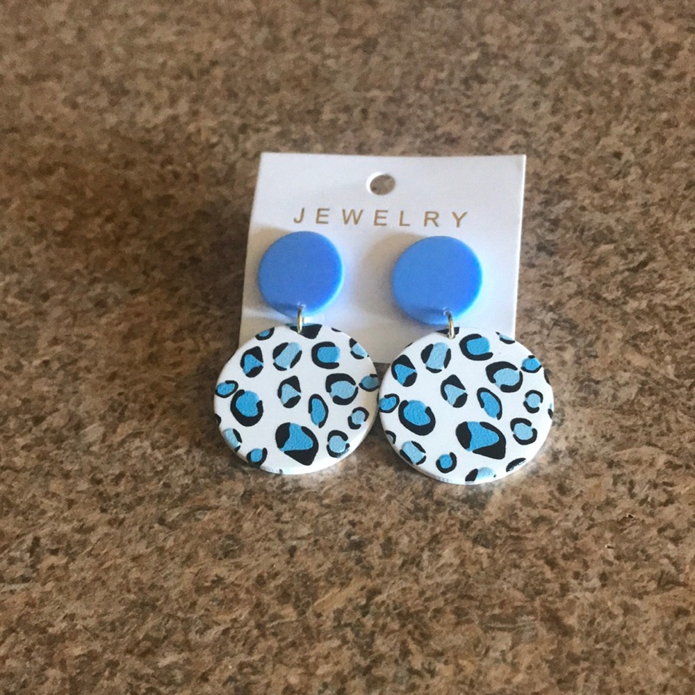 Blue cheetah print earrings!